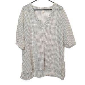 H&M Women's Off White Sheer V Neck Short Sleeve Blouse Size 14